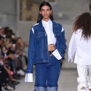 Y/Project Blue Layered Denim Jacket with Cut Outs